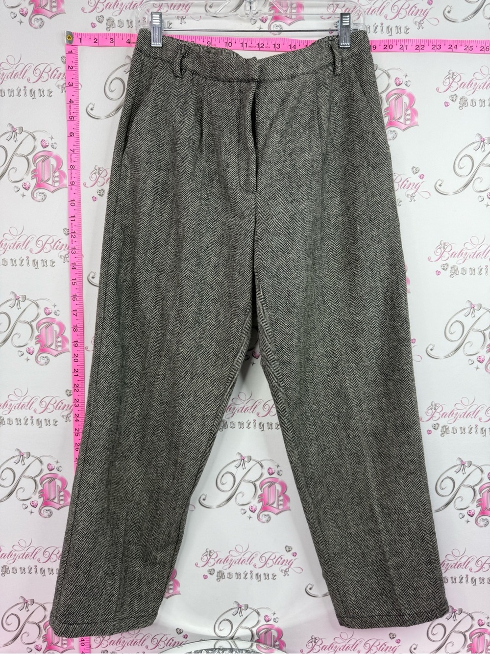 Minimum pants wool Women's Gray Tweed Straight-Leg Trousers